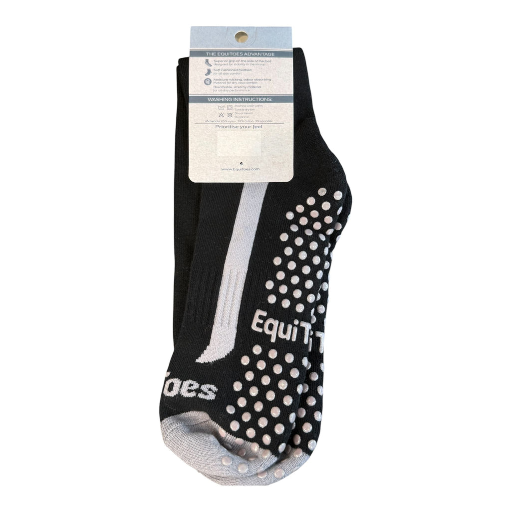 EquiToes Adults Technical  Riding Sock Black With Grey Logo
