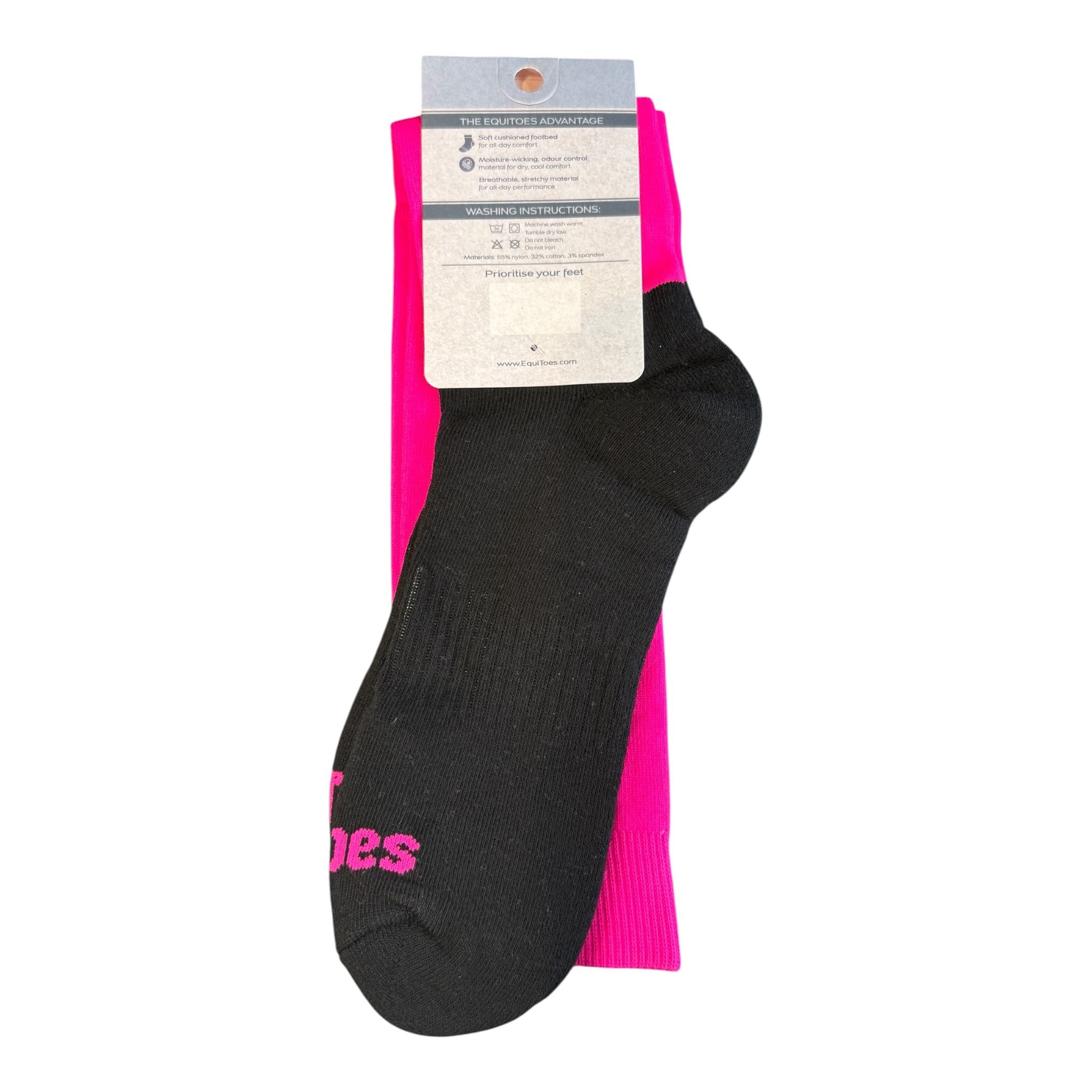 EquiToes Adults  Hi-Vis Neon Riding Sock Bright Pink