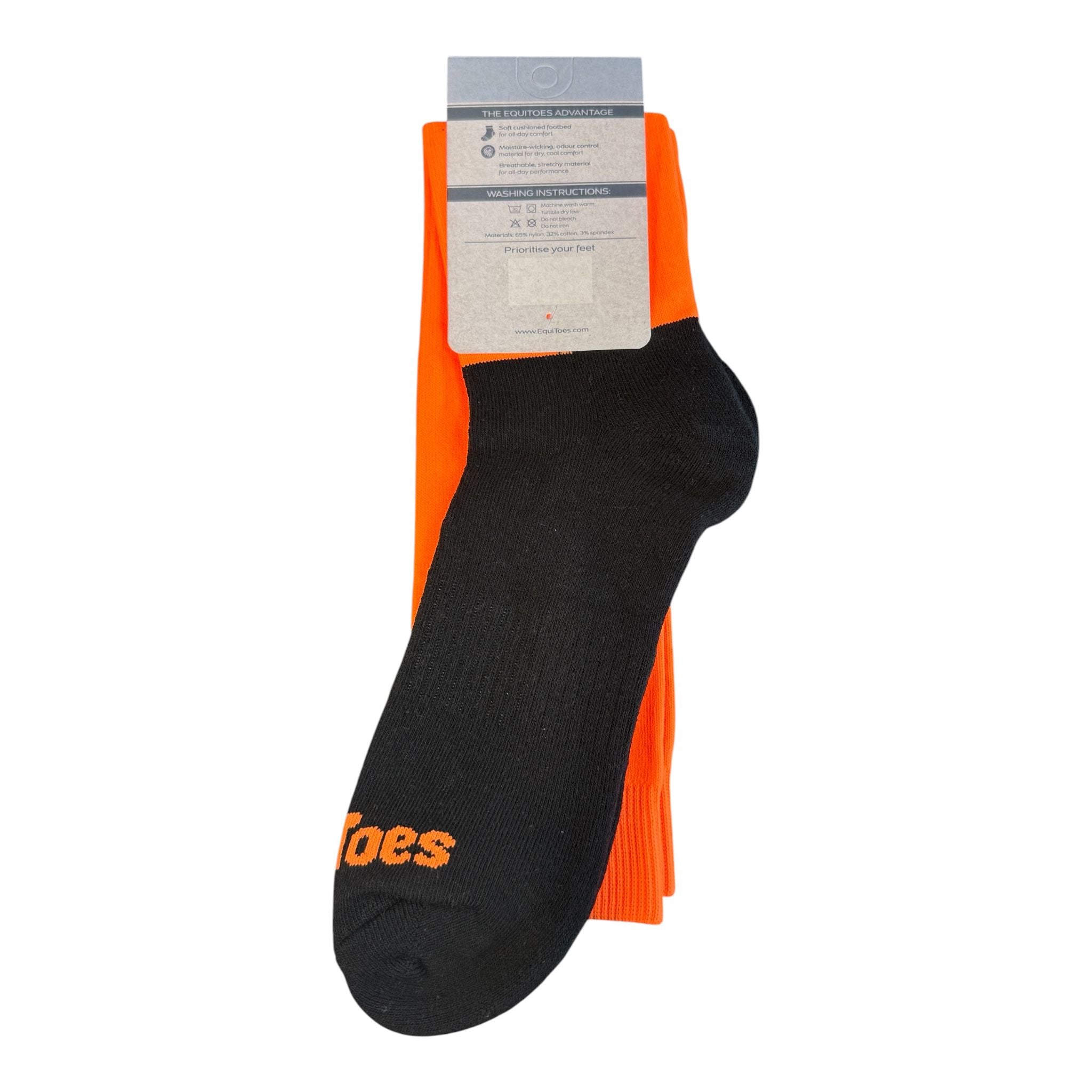 EquiToes Adults Hi-Vis Neon Riding Sock Bright Orange