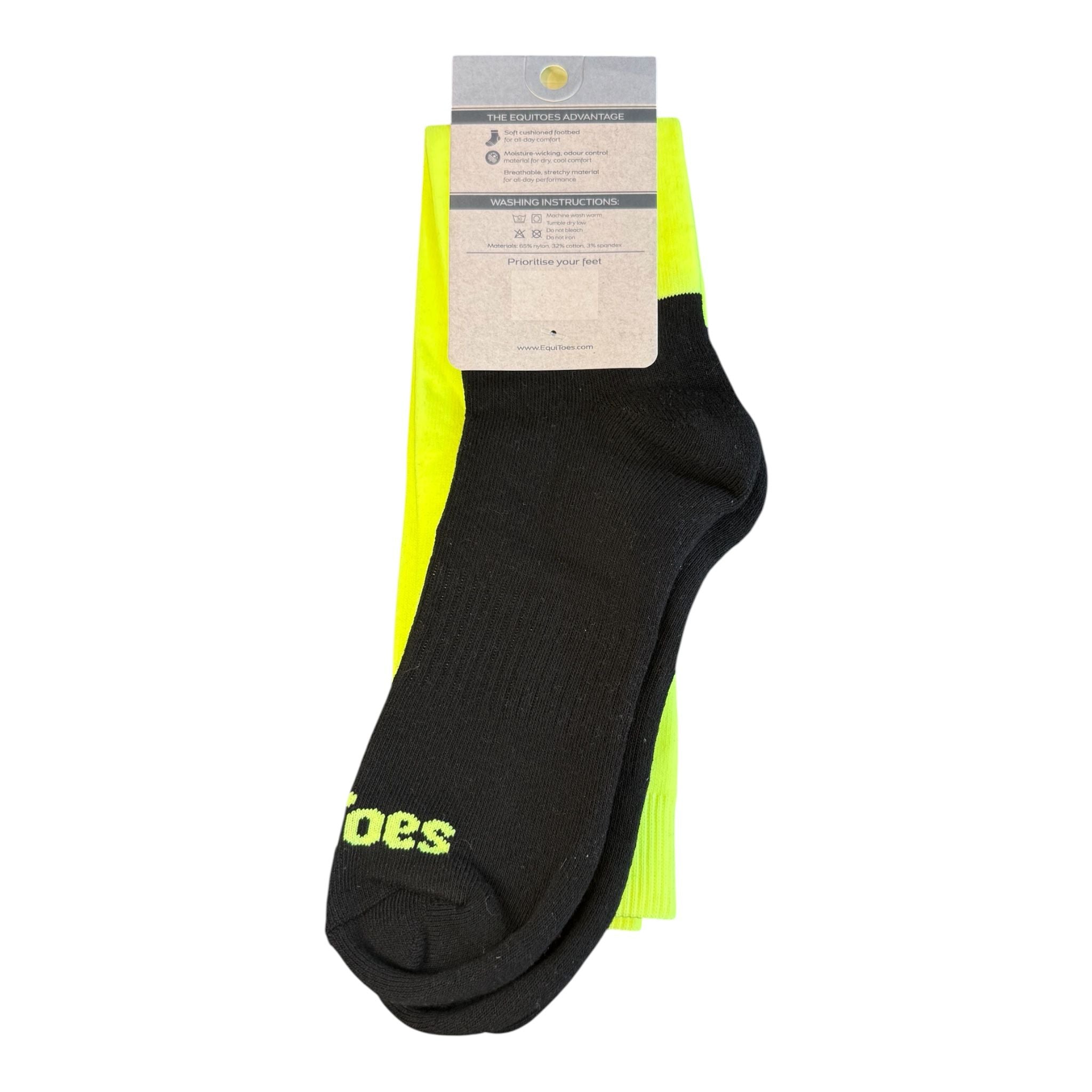 EquiToes Adults Hi-Vis Neon Riding Sock Bright Yellow