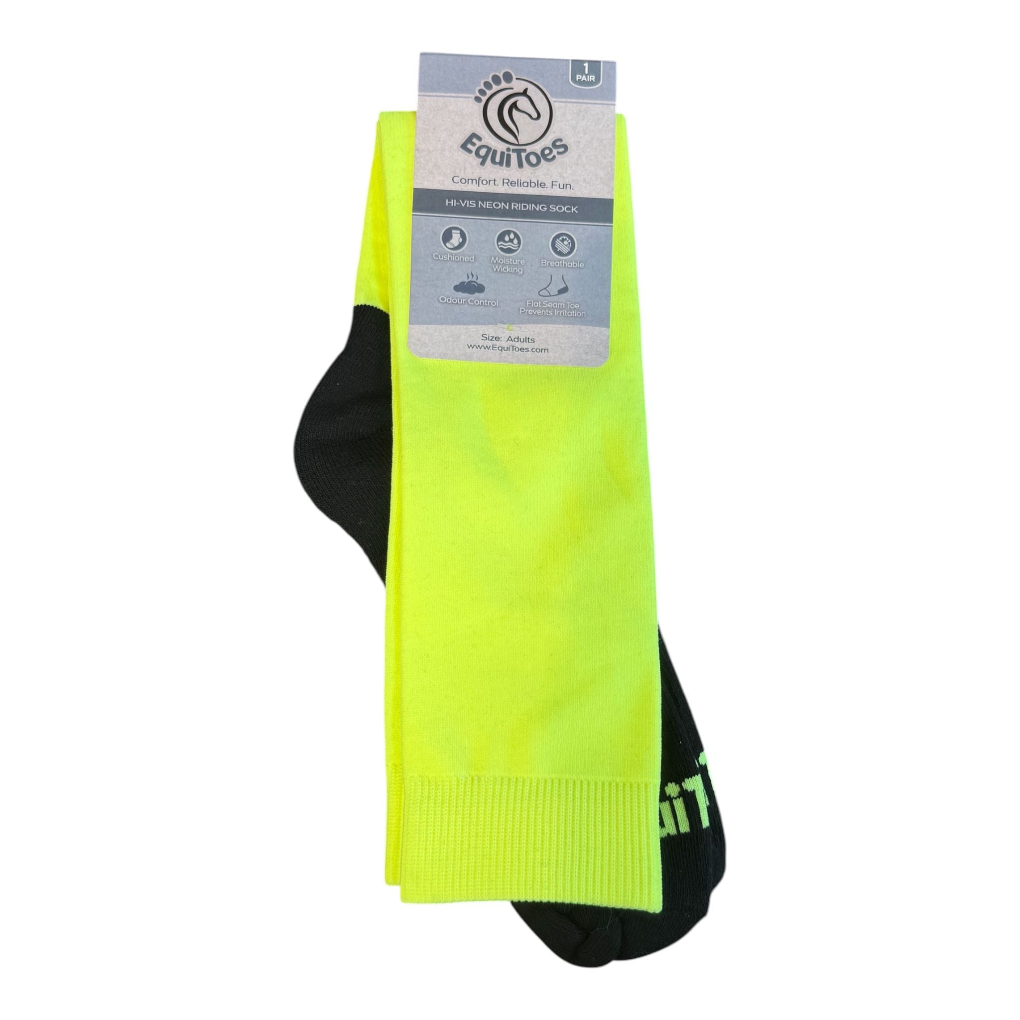 EquiToes Adults Hi-Vis Neon Riding Sock Bright Yellow