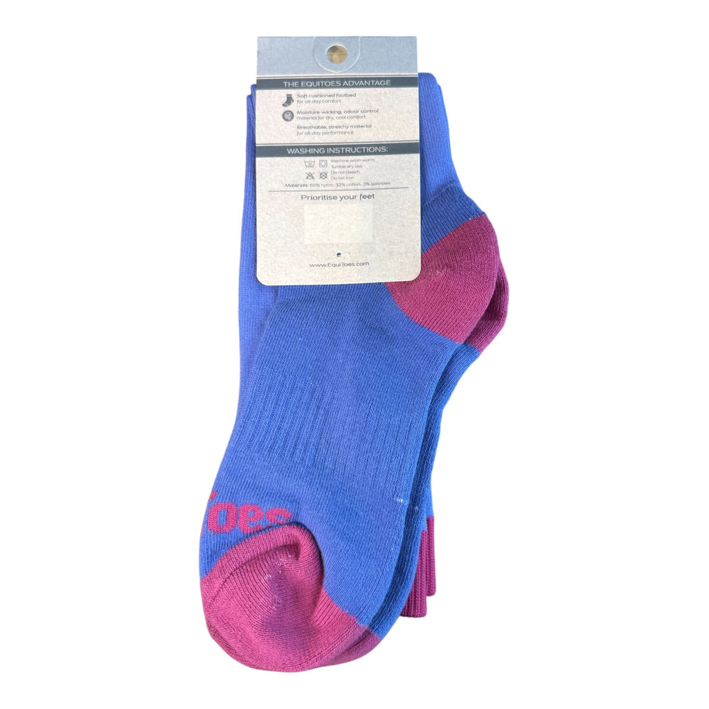 EquiToes Kids Classic Riding Sock Cobalt Blue With Hot Pink Logo