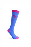 EquiToes Kids Classic Riding Sock Cobalt Blue With Hot Pink Logo