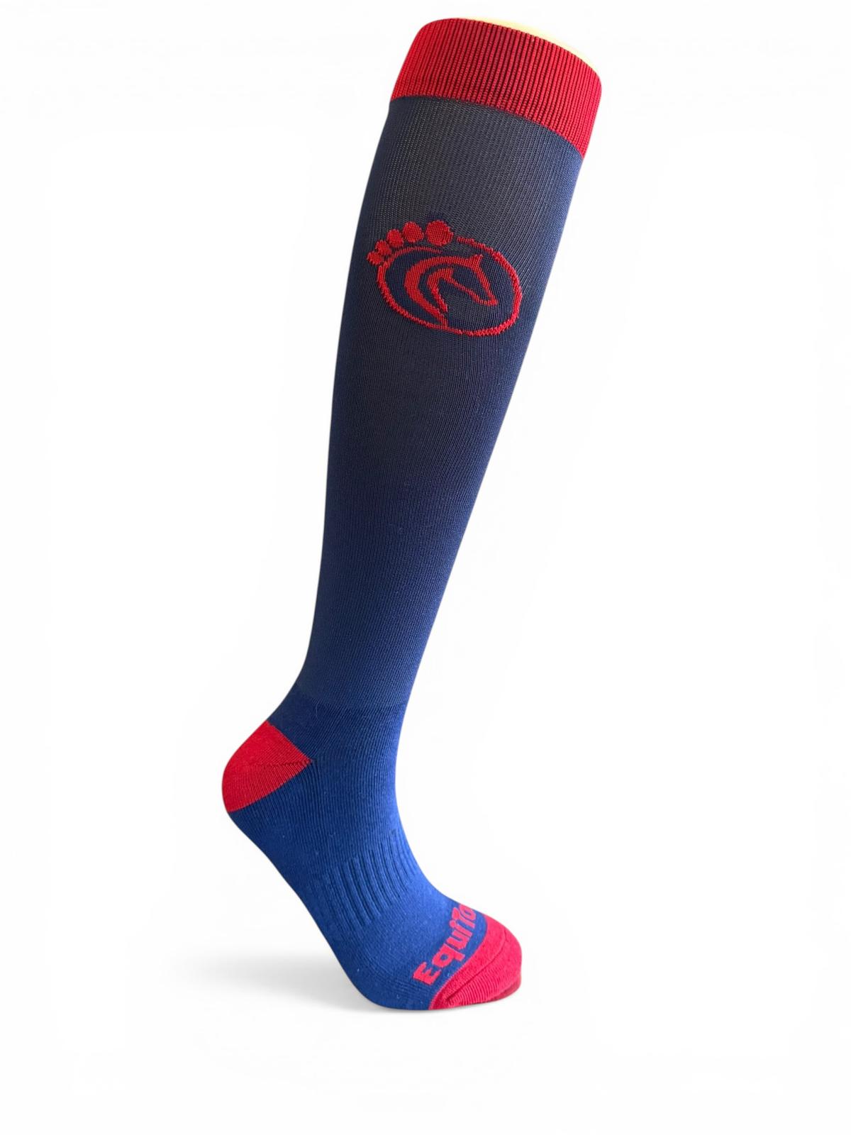 EquiToes Adults Classic Riding Sock Navy With Red Logo