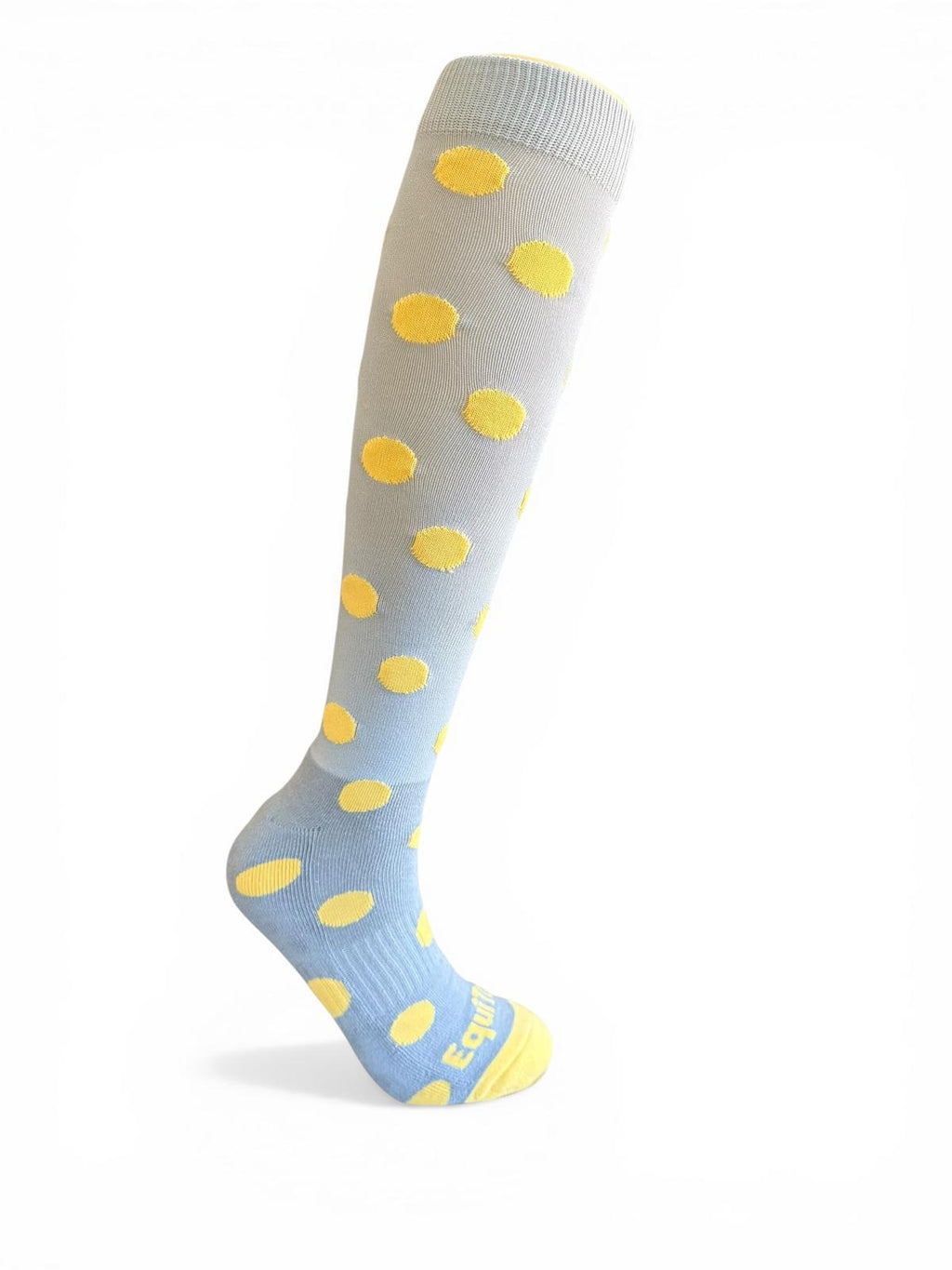 EquiToes Adults Classic Riding Sock Ash Grey With Pastel Yellow Polkadots