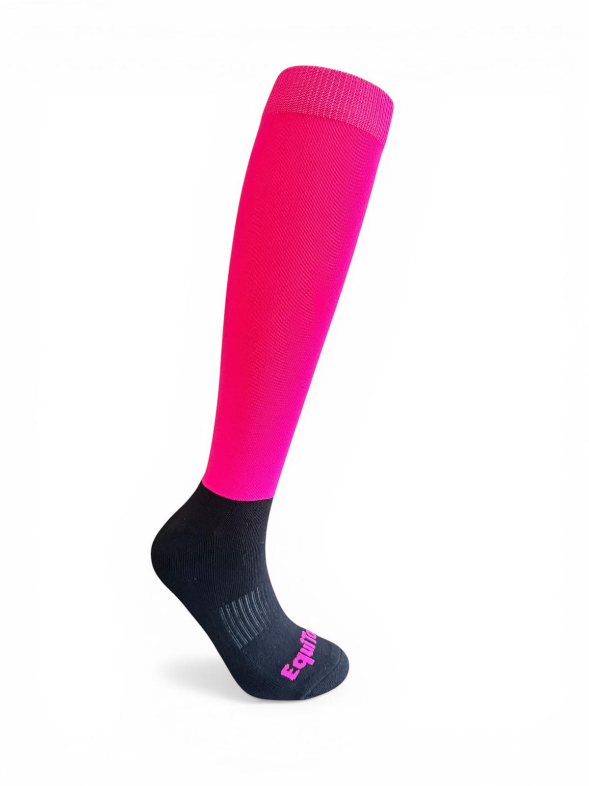 EquiToes Adults  Hi-Vis Neon Riding Sock Bright Pink