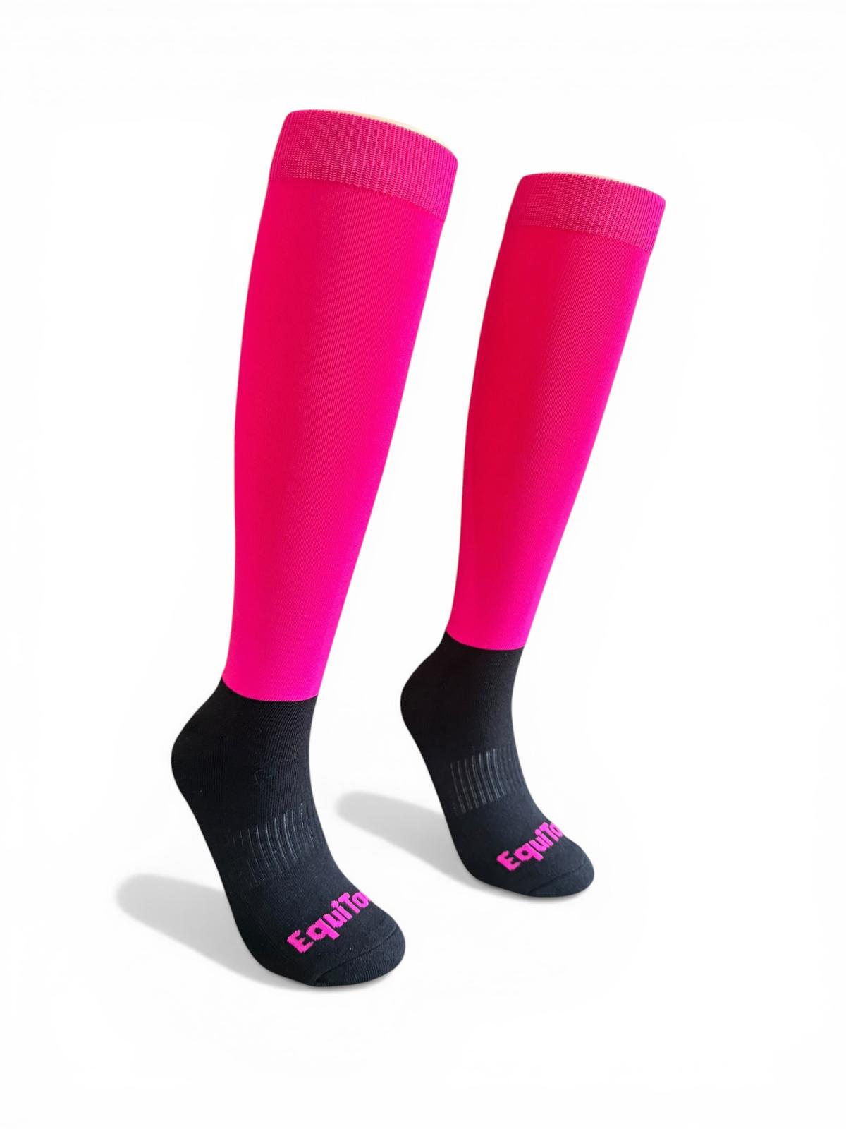 EquiToes Adults  Hi-Vis Neon Riding Sock Bright Pink