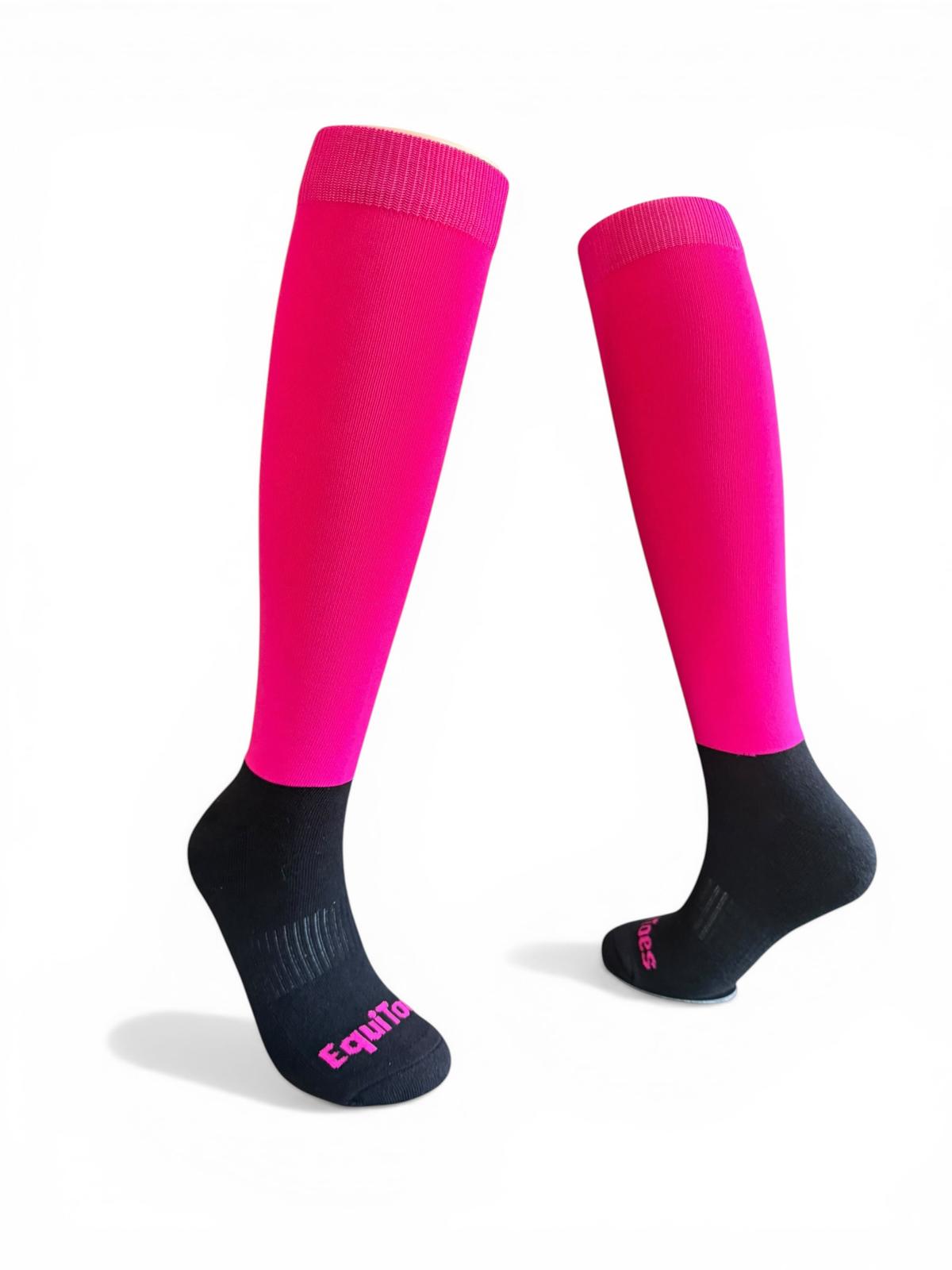 EquiToes Adults  Hi-Vis Neon Riding Sock Bright Pink