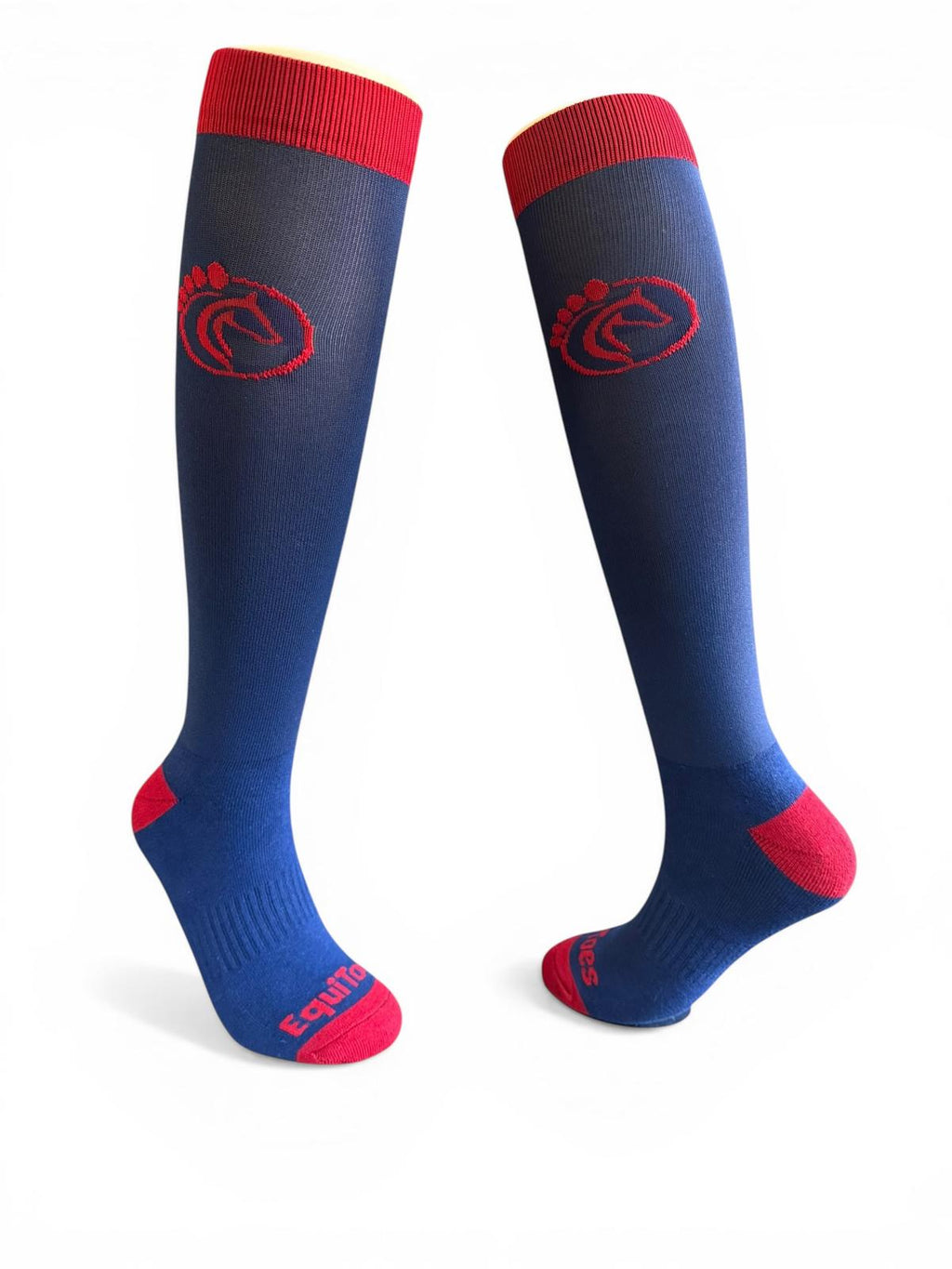 EquiToes Adults Classic Riding Sock Navy With Red Logo