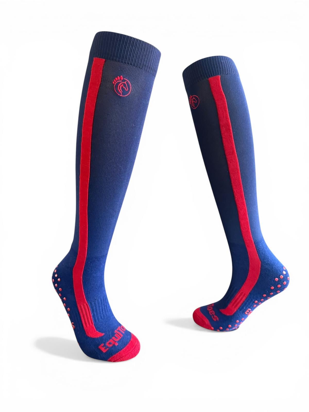 EquiToes Adults Technical  Riding Sock Navy With Red Logo