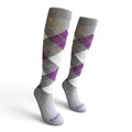 EquiToes Adults Classic Riding Sock Grey and Purple Argyle