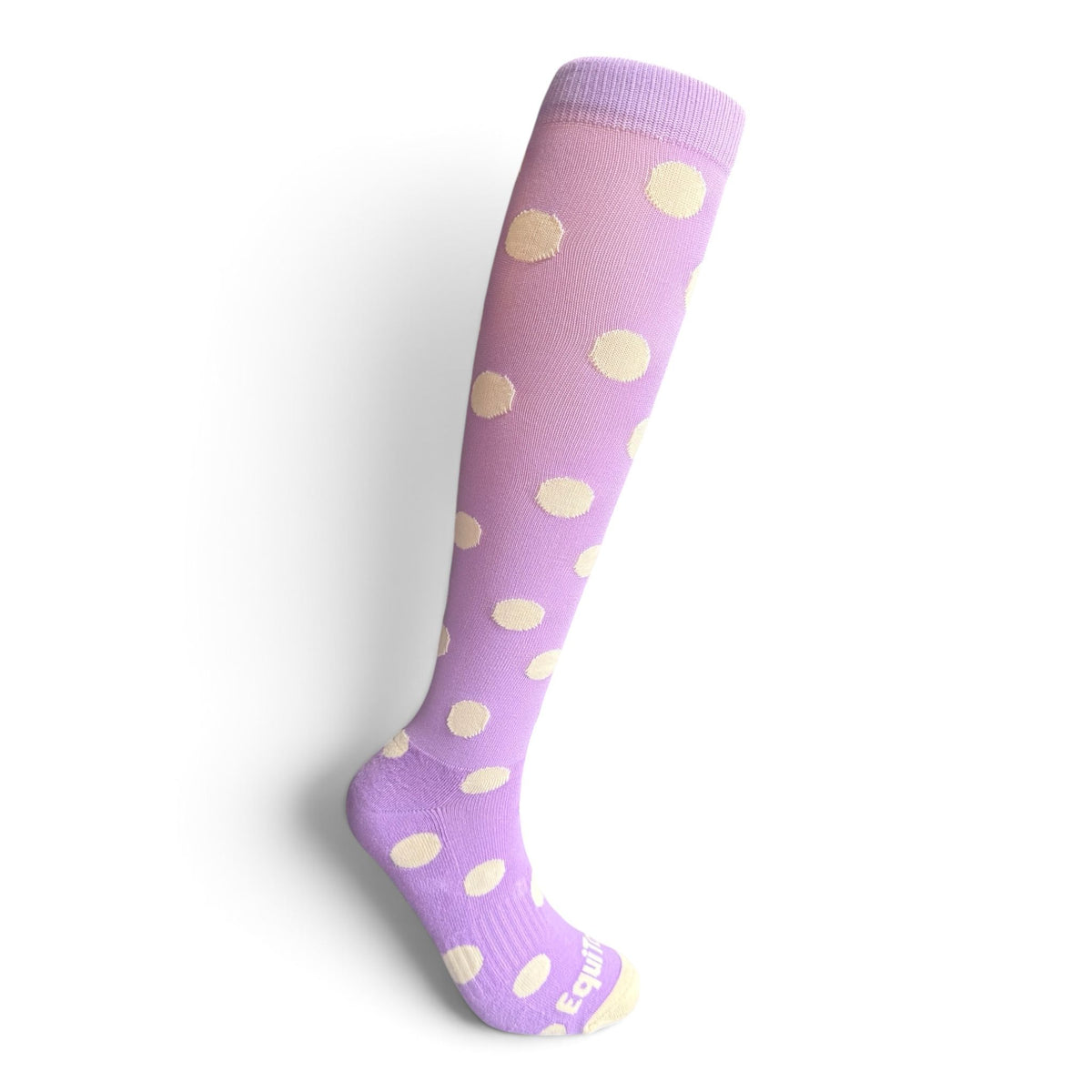 EquiToes Adults Classic Riding Sock Lavender and cream Polka dots