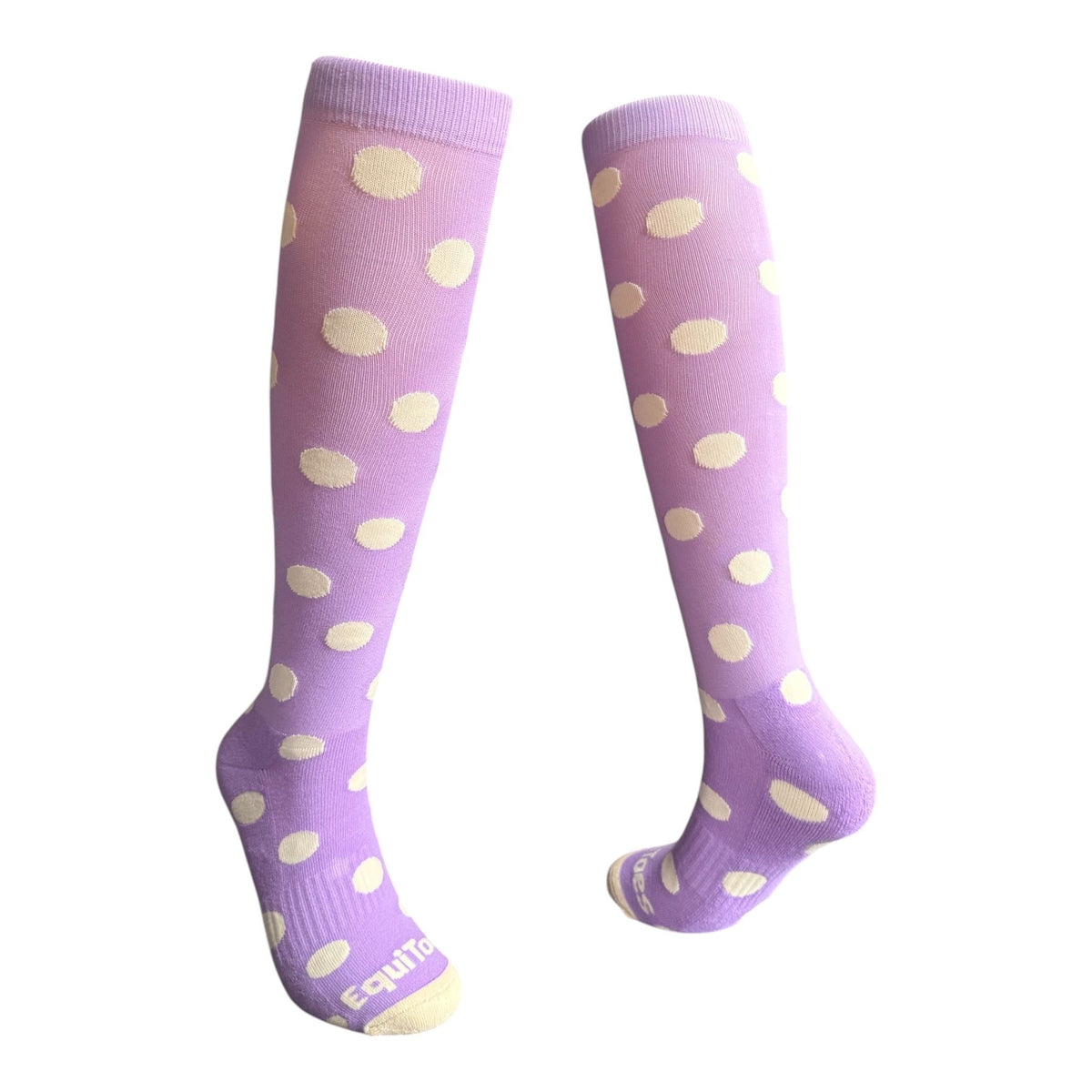 EquiToes Adults Classic Riding Sock Lavender and cream Polka dots