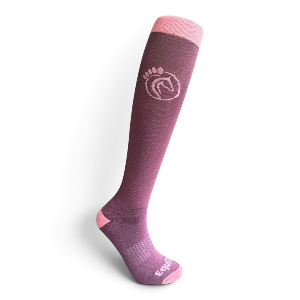 EquiToes Adults Classic Riding Sock Blackberry and Blush