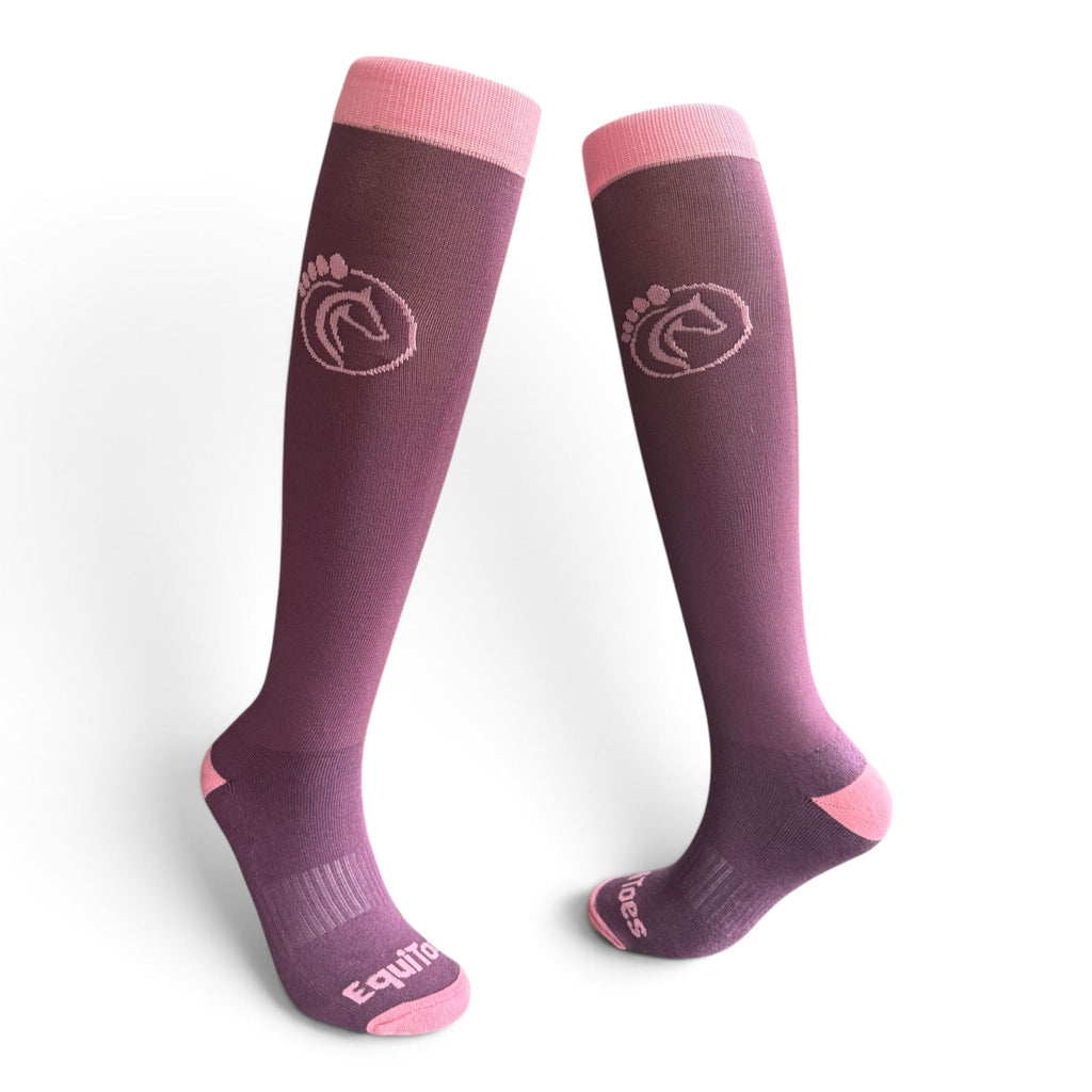 EquiToes Adults Classic Riding Sock Blackberry and Blush