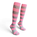 EquiToes Adults Classic Riding Sock Baby Pink and Grey Stripes