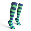 EquiToes Adults Classic Riding Sock Green and Navy Stripes