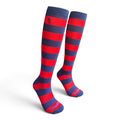 EquiToes Adults Classic Riding Sock Red and Navy Stripes