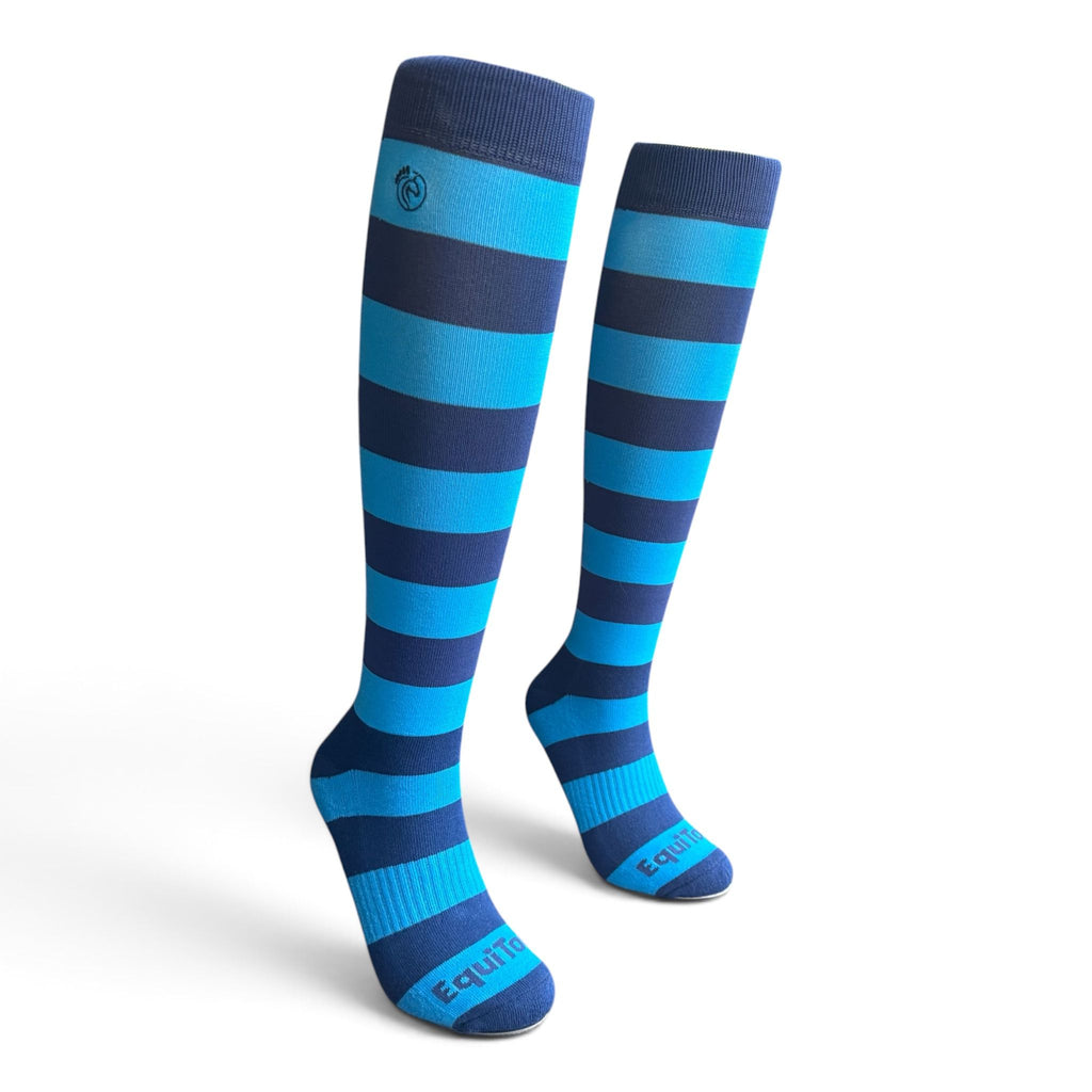 EquiToes Adults Classic Riding Sock Royal Blue and Navy Stripes