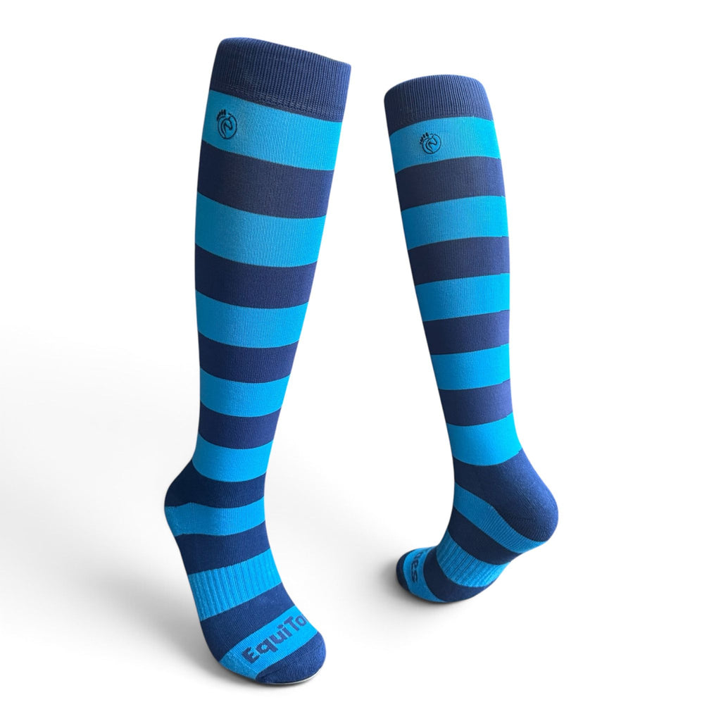 EquiToes Adults Classic Riding Sock Royal Blue and Navy Stripes