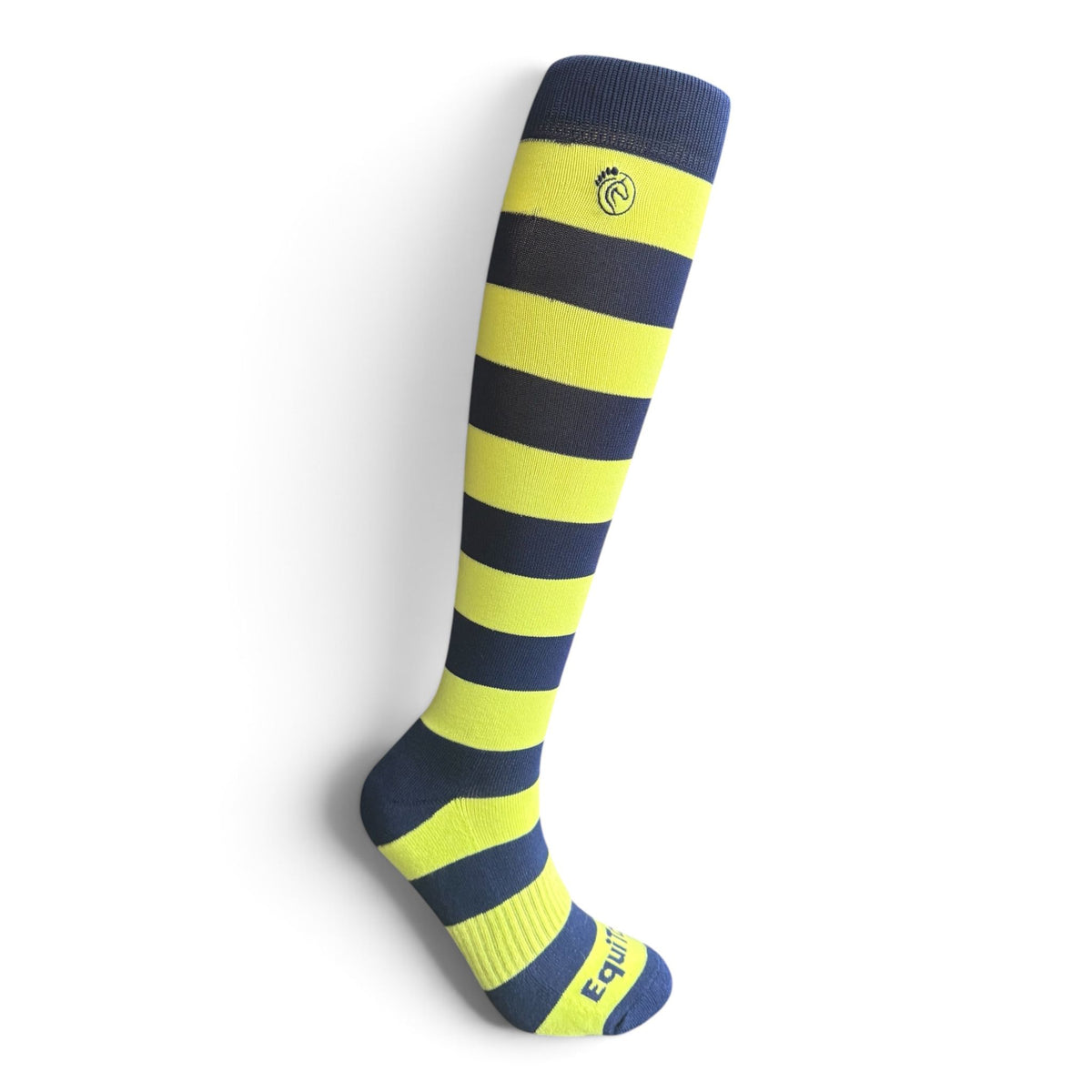 EquiToes Adults Classic Riding Sock Lime and Navy Stripes