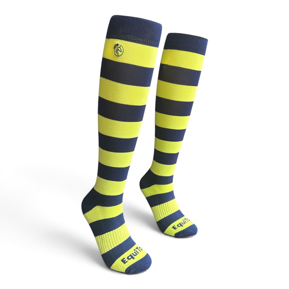 EquiToes Adults Classic Riding Sock Lime and Navy Stripes