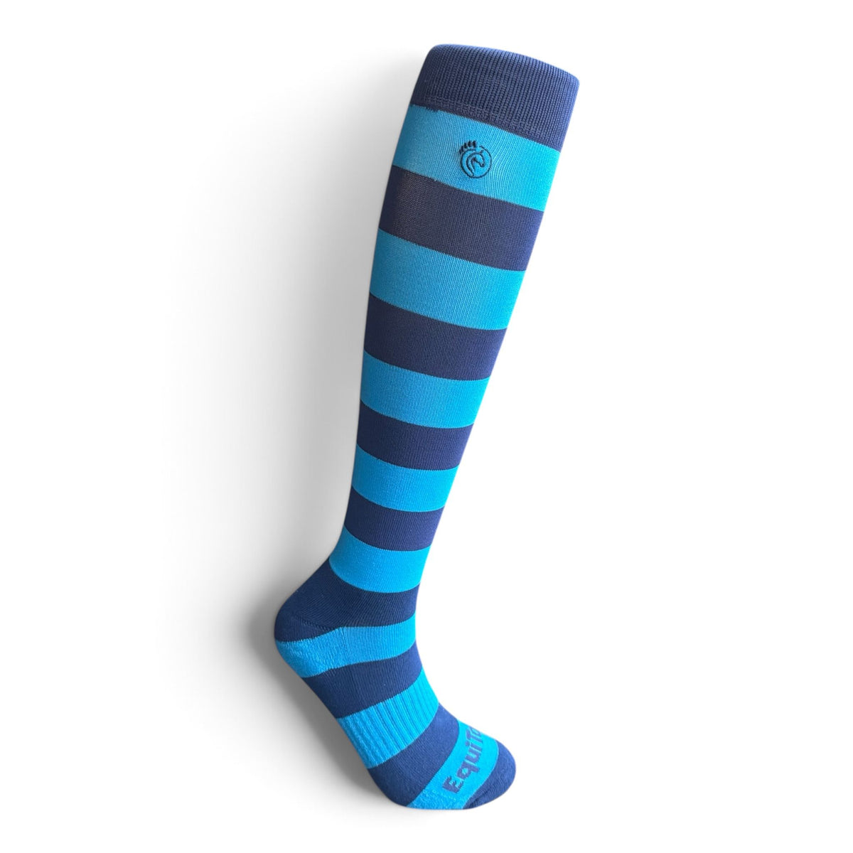 EquiToes Adults Classic Riding Sock Royal Blue and Navy Stripes
